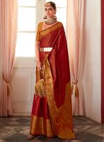 Soft Kanchivaram Red Party Wear Zari Work Saree